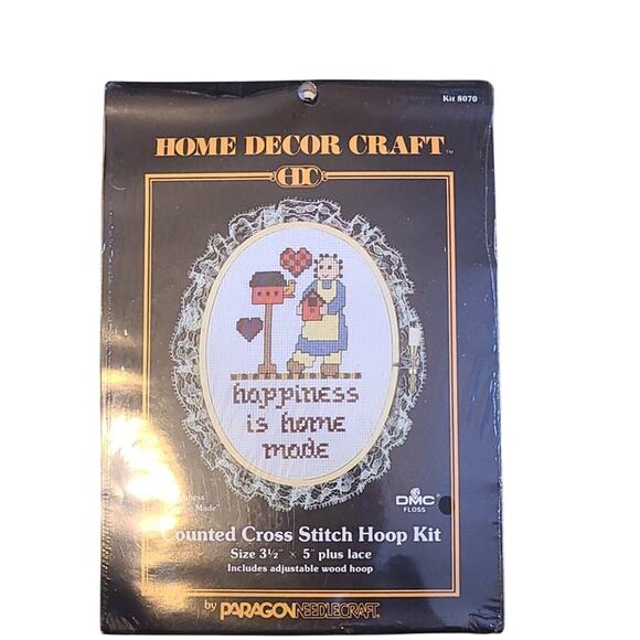 Vintage Other - Vintage home craft decor cross stitch hoop kit